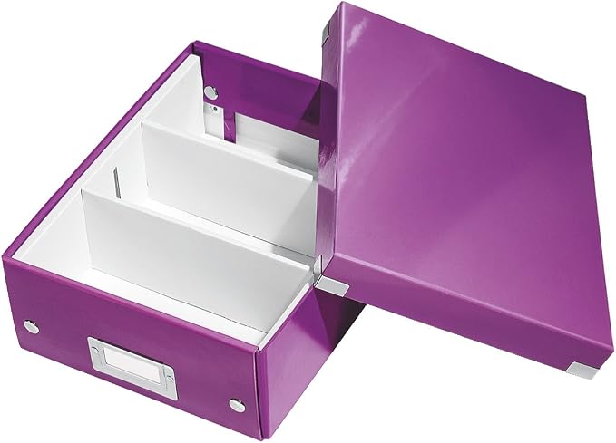 Leitz A5 Storage Box, Click and Store Range 60430001 - Small, Purple Organiser Box A5