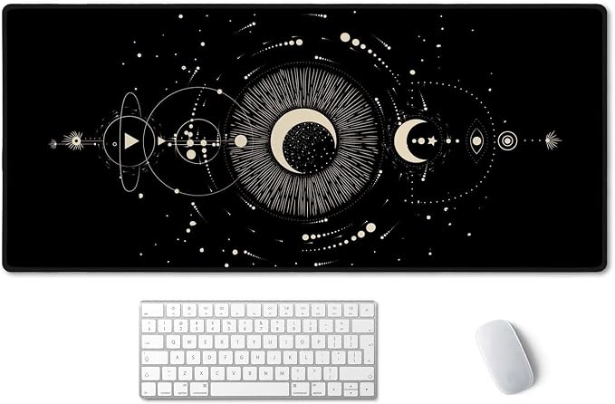 SSOIU Moon Phases Large Mouse Pad, Full Desk XXL Extended Gaming Mouse Pad 35.5" X 15.7", Waterproof Desk Mat Stitched Edges, Non-Slip Laptop Computer Keyboard Mousepad for Office and Home