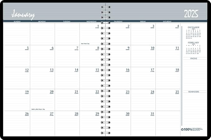 House of Doolittle 2025-2030 Monthly Calendar Planner, 5 Year, 8-1/2 x 11 Inches, Black (HOD262502-25)