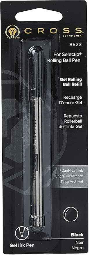 Cross Refill for Cross Selectip Gel Roller Ball Pens, Medium Conical Tip, Black Ink (Pack of 2)