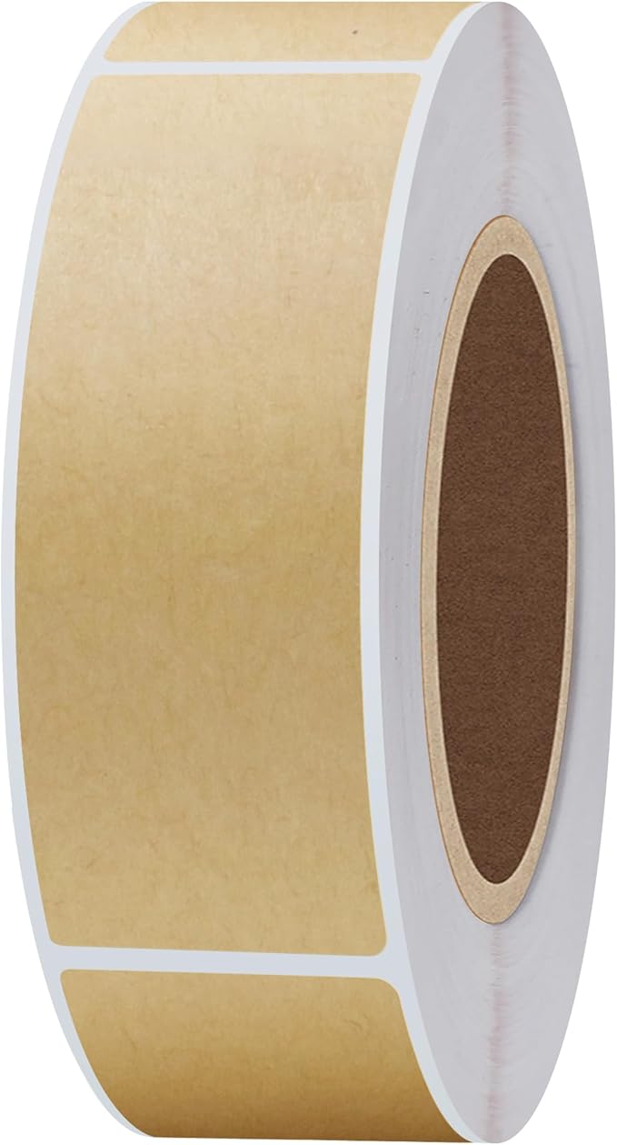 Hybsk 1x3 Inch Color-Code Labels Kraft Sticker Rectangle 500 Labels Per Roll (Kraft)