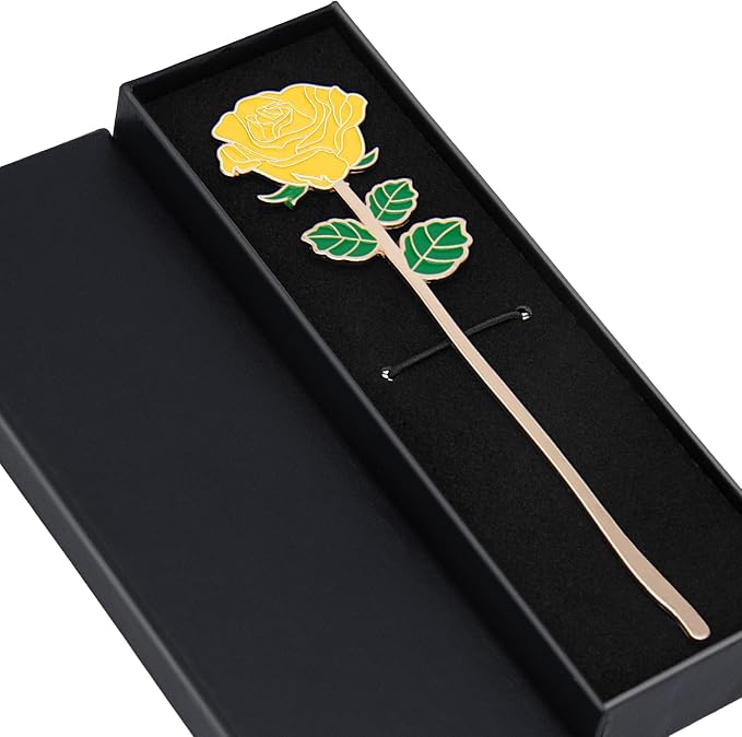 Metal Yellow Rose Bookmark Gift, Bookmarks for Women Mother's Day, Girlfriend and Friend Graduation, Teacher's Day, Thanksgiving, Cute Bookmarks Gift for Book Lovers