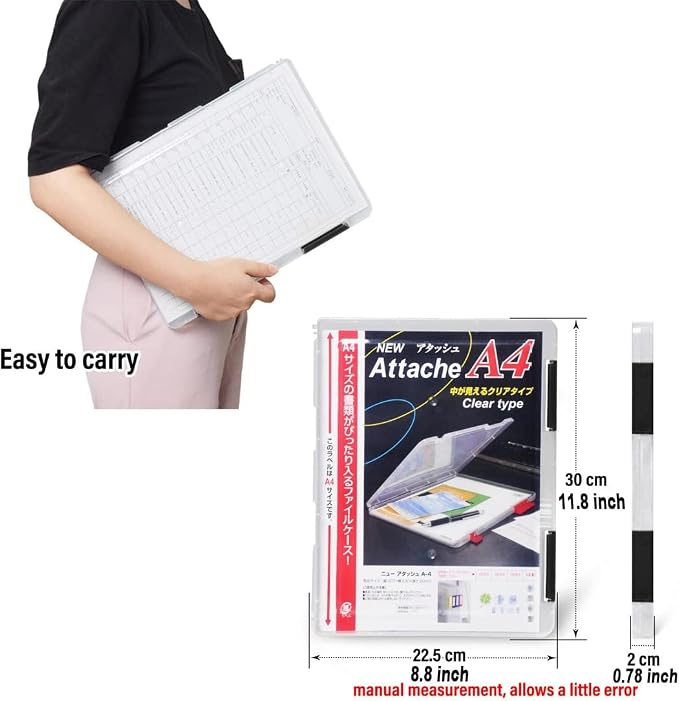A4 Paper Holder Portable File Box Clear Plastic Document Case Waterproof Dustproof PP Storage Folder Magazine Filing Organizer Office/School Supplies - Pack of 4