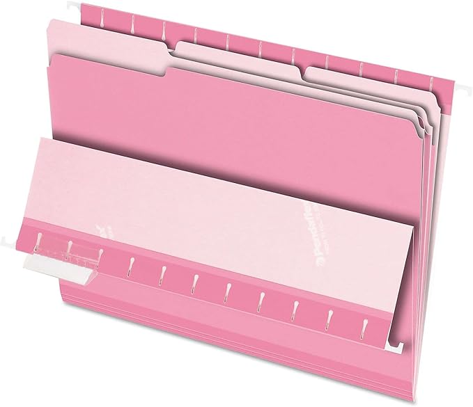Pendaflex Interior File Folders, 1/3 Cut, Top Tab, Letter Size, Pink, 100 per Box (4210 1/3 PIN)