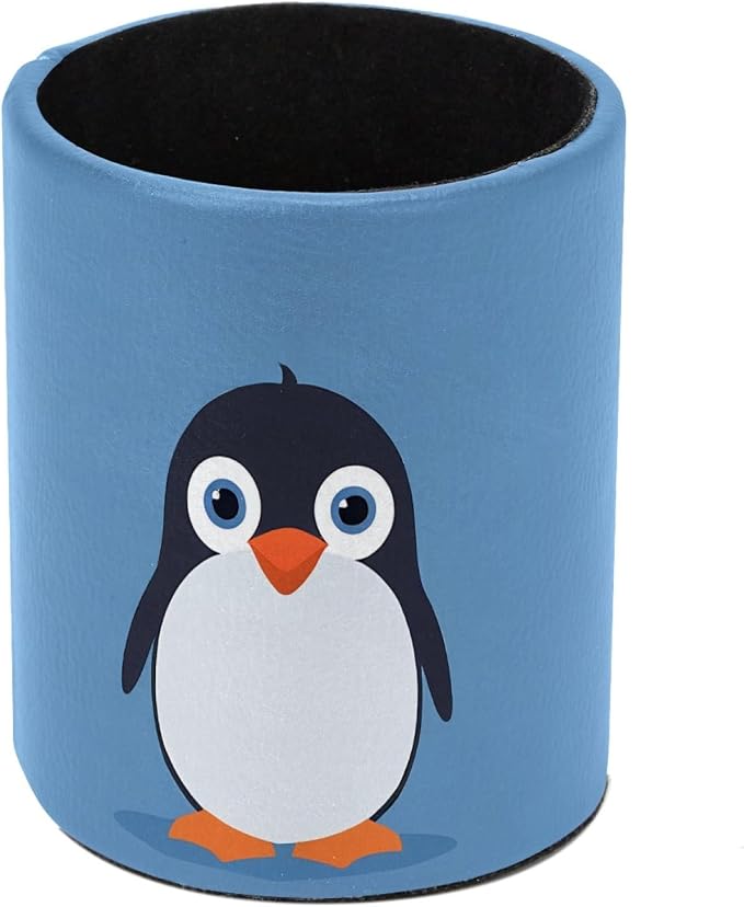 Penguin Pen Holder Pencil Organizer Cute Pencil Cup Desk Decor Makeup Brush Holder PU Multifunctional Office Supplies for Home Classroom School