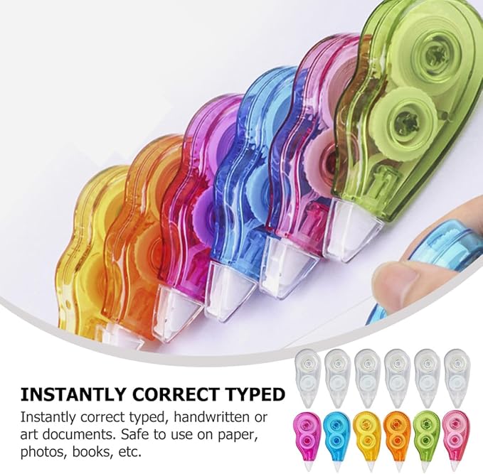 Lurrose 12pcs Correction Tape Set 12m Large Capacity Small Portable Correction Tapes for Students School Supplies Cute Stationery for Study and Office Use