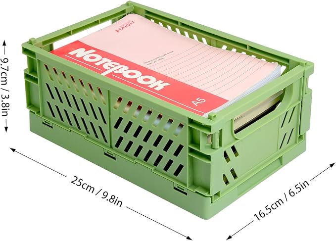 4 Pack Pastel Crates for Storage, Plastic Folding Basket, Colorful Small Storage Containers for Bedroom Office Classroom Bathroom Desktop Drawer Organizer Decor (9.8x6.5x3.8inch)