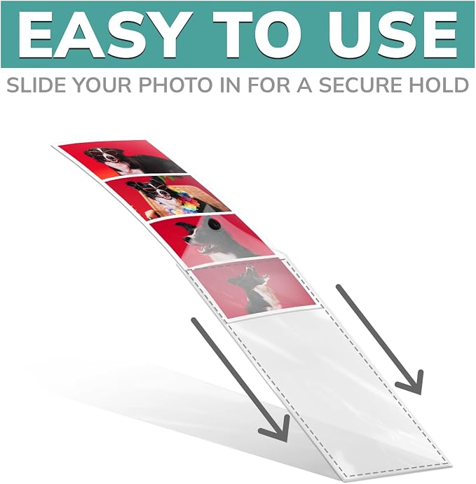 pbf PHOTO BOOTH FRAMES Vinyl Sleeves for Shutterbooth Photos | DIY Photo Strip Holder | Personalized, Clear Bookmarks (50-Pack)