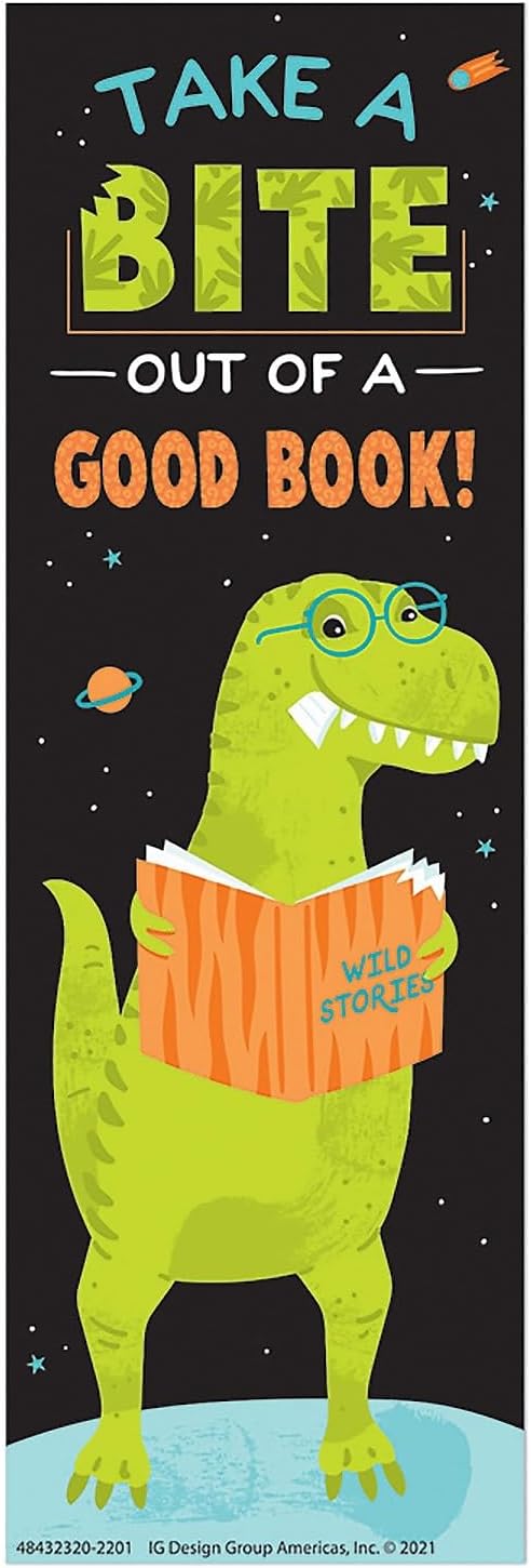 Eureka Dinosaur Take A Bite Out of A Good Book Bookmarks, Pack of 36