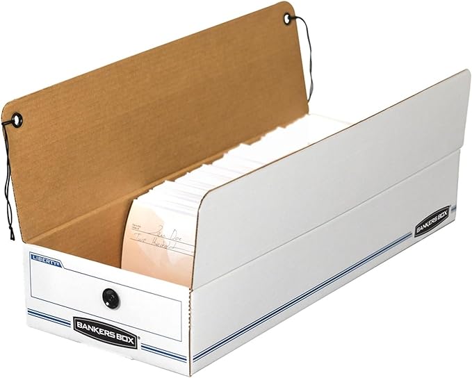 Bankers Box LIBERTY Check and Form Boxes, Standard Set-Up, String and Button, 4 1/4 x 6 x 23 1/4 Inches, Case of 12 (00003)