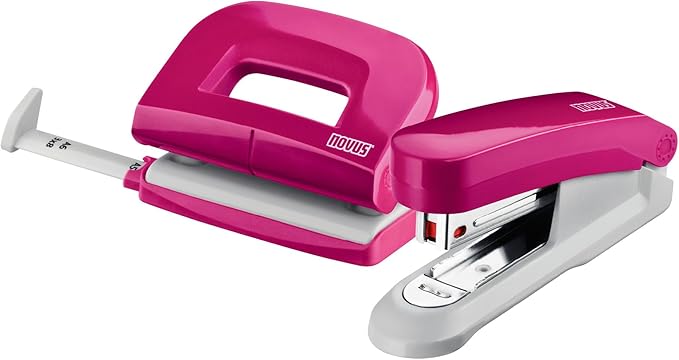 Novus 020-1874 Twin Set Stapler with Punch E 15/E 210 – Desk Set Pink
