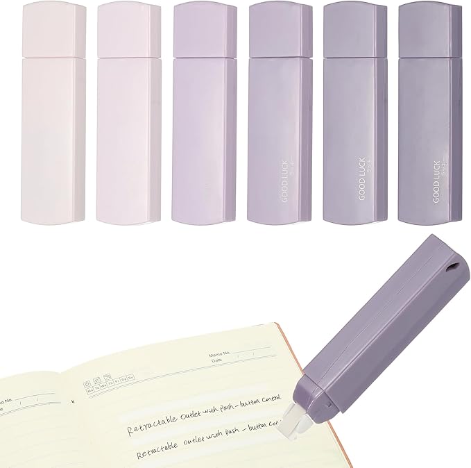 PATIKIL 6pcs 20 ft Correction Tape, Correction Tape Cute Mini Tear Resistant White Refillable Out Applicator Pen with Refills for Classroom Office Supplies Home Writing, Purple
