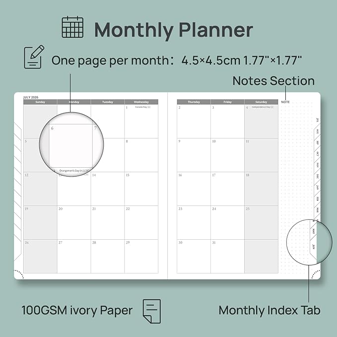 POPRUN Planner 2026-2027 (Large 8.5"x 10.5"), Horizontal Weekly Notebook Jul.2026 - Jun.2027, Academic Appointment Book with Monthly Tabs, Leather Hardcover, Inner Pocket - Lavender