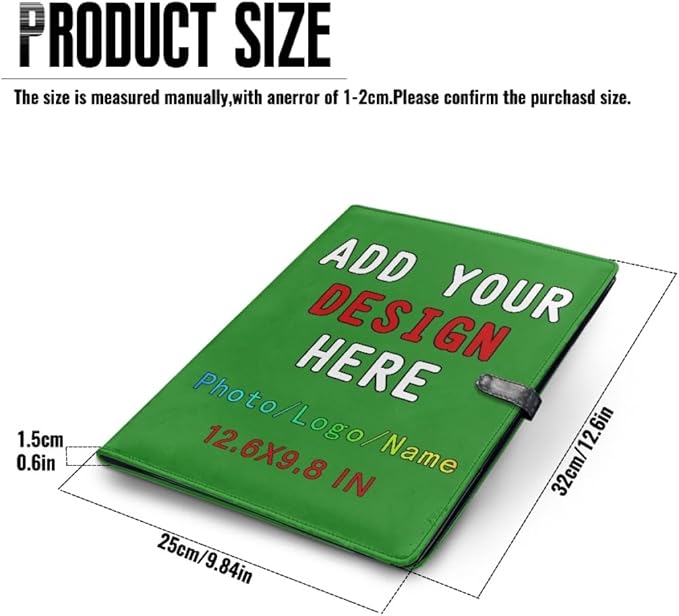 Personalized Padfolio with Logo Photo Name, Custom Business Portfolio Folder for A4 Clipboard Documents/Card Holder, ForestGreen