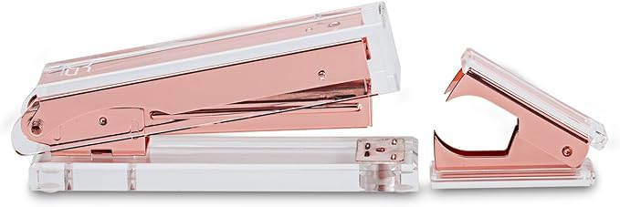 DS DRAYMOND STORY Rose Gold Desk Set Stapler Bundle 1 Stapler 1 Staple Remover with Gift Box - Housewarming Gifts New Apartment