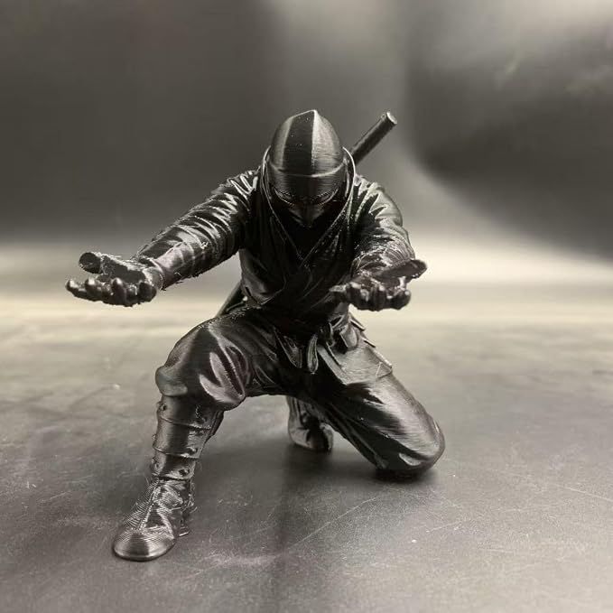Ninja Warrior Pen Holder, Desktop Organizer Figurine, Black Samurai Desk Accessory with Sword