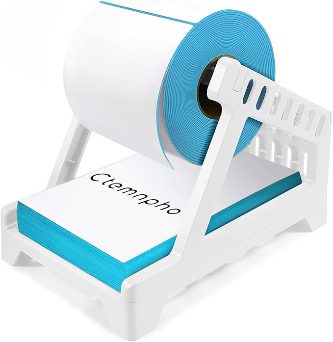 Ctemnpho Large Label Holder for Rolls & Fan-Fold Label Basket Stand for Desktop Printer (White, Large)