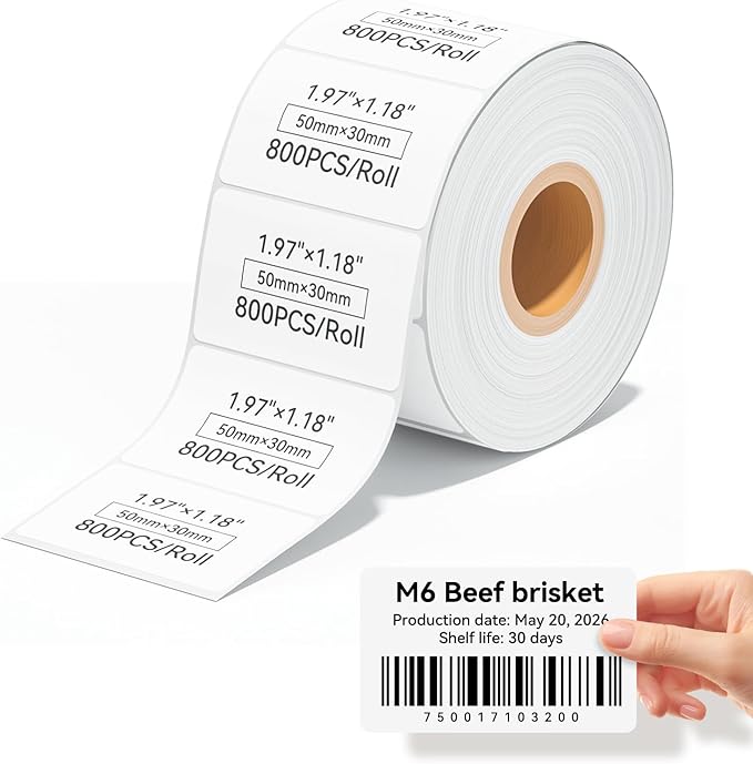 iDPRT 1.97" 1.18" Multi-Purpose Direct Thermal Labels (50mm30mm), Thermal Sticker for Address/Barcode/Mailing, Compatible with iDPRT SP460BT/SP410/SP310/SP320, Rollo, Zebra, Phomemo, etc, 800pcs
