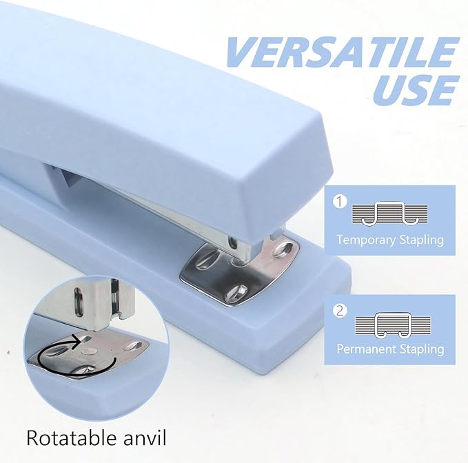 2 Pack Blue Office Staplers, 25-Sheet Capacity with 4000 Staples and 2 Staple Removers, Desktop Stapler, Blue Office Supplies for Students and Office Clerks