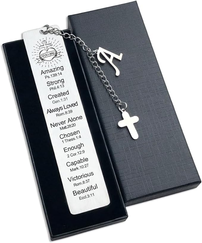 Bible Bookmark for Women Book Lovers Sister Christian Book Marker Gifts for Reader Teens Girls Baptism Birthday Christmas Gift for Coworker Students Bookish Easter Gifts (Silver-A)