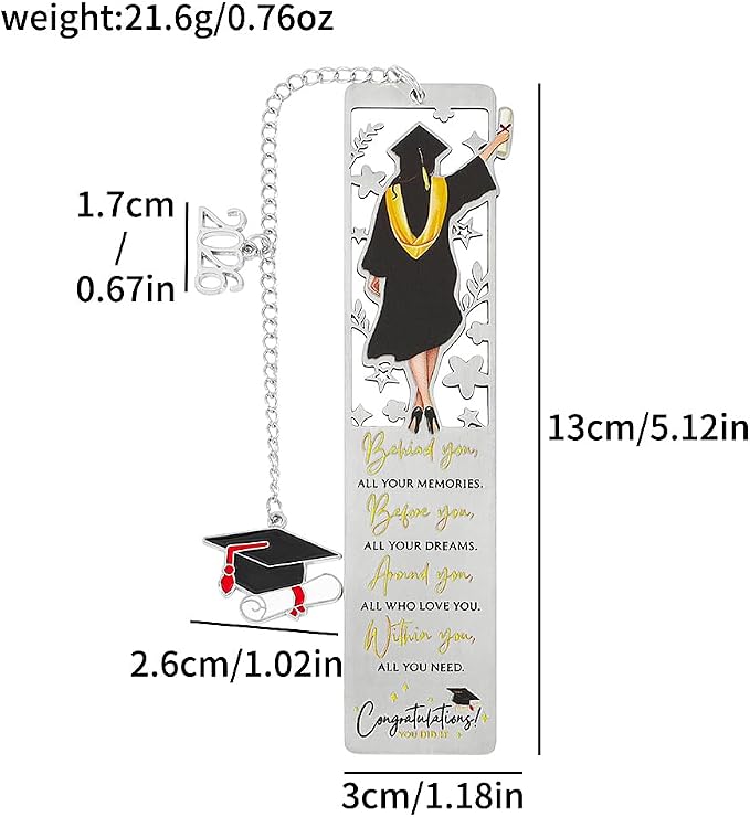 Class of 2026 Graduation Gifts for Women Her - High School College Graduation Gift Ideas for Graduates - Inspirational Bookmark with Gift Box, Congrats Grad Sentimental Keepsake (Graduation)
