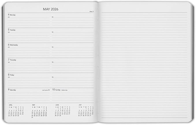 Harbor Weekly Journal Notebook Planner 2025-2026 - Lined, Durable Faux Leather, Softcover, 176 Quality Pages - For Men and Women, For Writing, Work & Travel - Key West Dark Purple - 9x7"