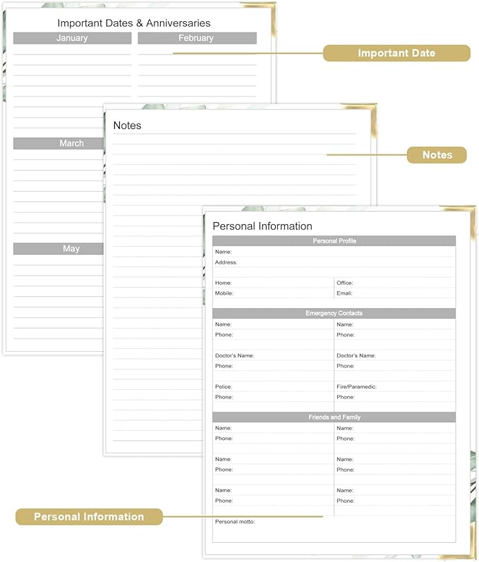 Undated Daily Monthly Planner for 2026 or Anytime - A4 To Do List with Hourly Schedule, Hardcover Spiral Bound Daily Planner to Increase Focus, Stylish School/Office Supplies, 8.5" x 11", Green Leaf
