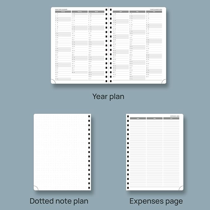 POPRUN 2026 Planner (Medium - 6.5'' x 8.5'') with Hourly Schedule & Vertical Layout - 2026 Weekly Calendar (Jan. 2026 - Dec.2026) for Time Management, Monthly Tabs, Spiral Bound, Soft Cover - Pink