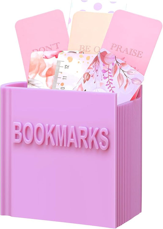 Honeydak 3D Printed Book Shaped Bookmark Holder Book Lover Gift Bookish Accessory Office Desk Supplies Funny Bookmark Accessories End of Year Gift for Teacher(Purple)