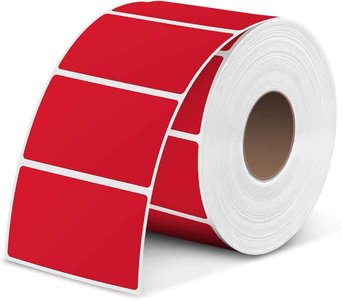iEager 2.25x1.25 Inch Thermal Labels, Red Durable Thermal Printer Stickers, Self-Adhesive Rectangle Shipping Label Printer Sticker for Barcode, Name, Address, 1000 Labels/Roll