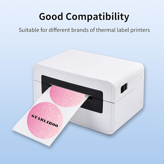 STARLIBOO Thermal Labels 3 inch, Round Thermal Printer Labels, Circle Direct Thermal Stickers for DIY Logo Design, Shipping, Name Tag, Compatible with Rollo&MUNBYN (Matte Pink)