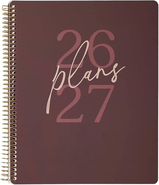 GO BIG Large-Print Planner April 2026–June 2027, 15-Month Twin-Loop-Bound Agenda Planner, Big Size, 8.5" x 11", Easy-to-Read Large Dashboard Layout, Plum Plans Cover
