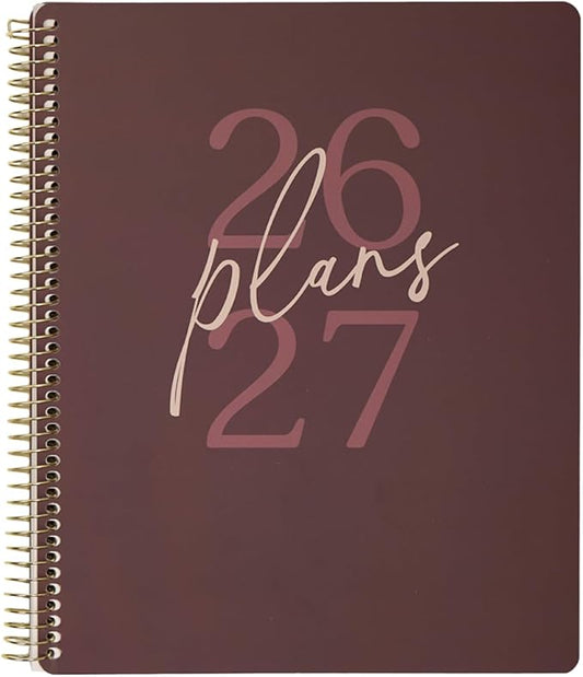 GO BIG Large-Print Planner April 2026–June 2027, 15-Month Twin-Loop-Bound Agenda Planner, Big Size, 8.5" x 11", Easy-to-Read Large Dashboard Layout, Plum Plans Cover