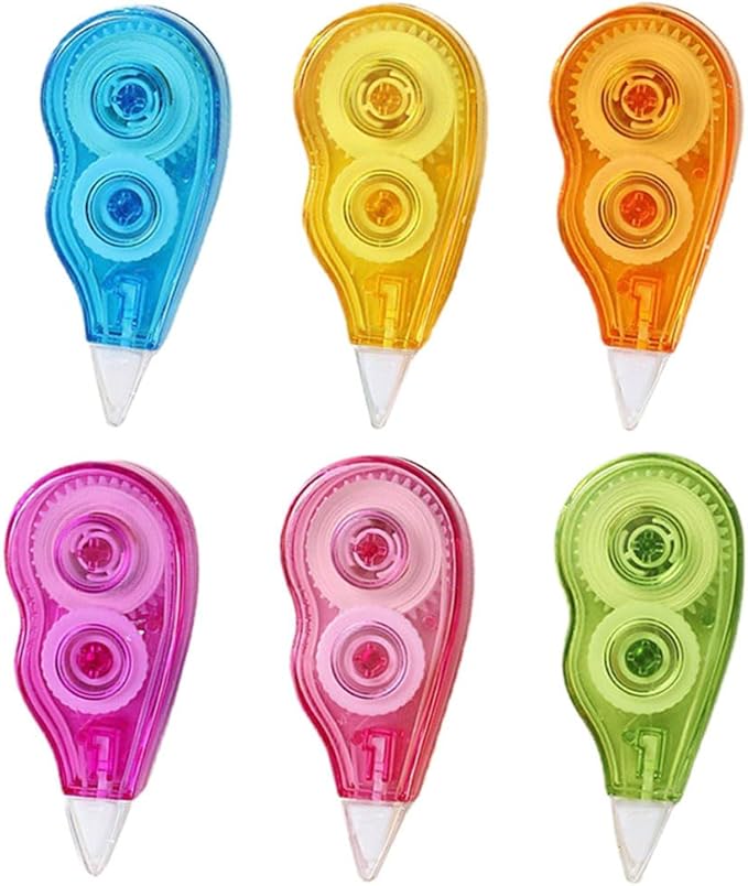 TEHAUX 6pcs Correction Tape, Correction Tape Quick Dry Easy To Use Applicator for Instant Corrections Correct Wrong Writing for School Office Back to School Supplies