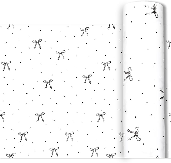 Black Bow Bulletin Board Roll Reusable Waterproof Erasable Black Bow and Book Bulletin Board Roll Bowknot Non-Woven Fabric Background Poster for Home Classroom Decor Wrapping DIY Craft 15.7" x 40ft