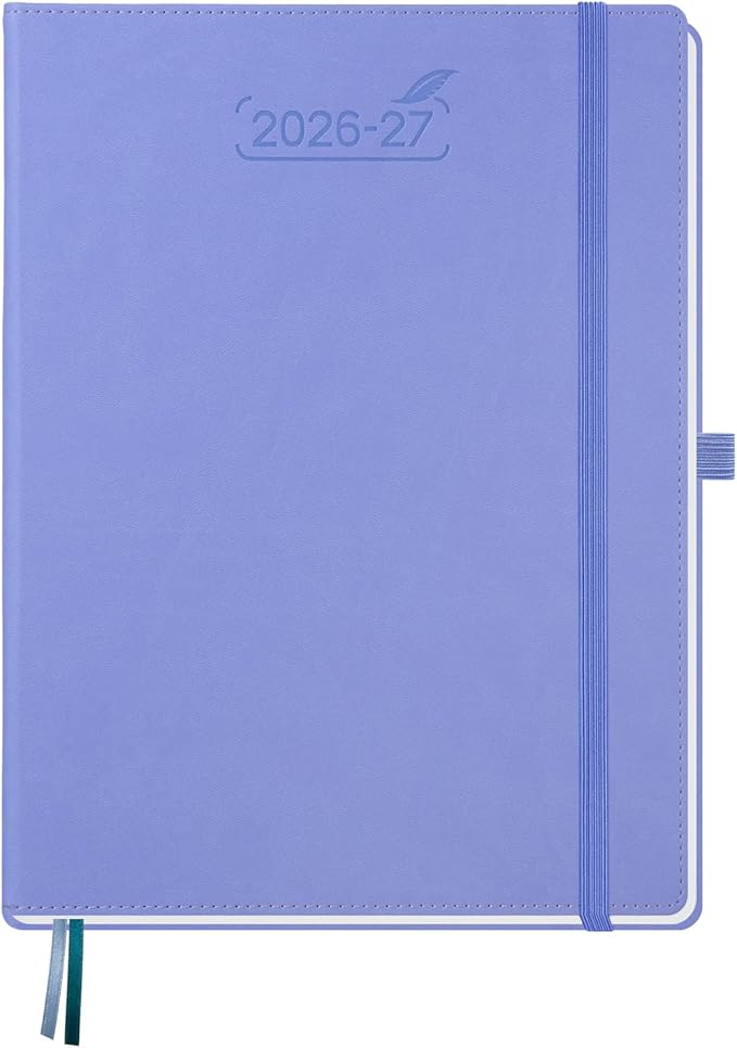 BEZEND Weekly Planner 2026-2027 (8.5" x 11") with Hourly Timeslots (Jul 26-Dec 27) 18 Months Academic Calendar & Monthly Tabs, Ideal for Students, Work & Home, PU Leather Hardcover -Cornflower