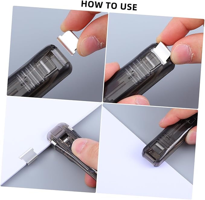 Generic Reusable Portable Desk Stapler with 2 Black Staplers and 200pcs Refill Clips for Office File Binding and Document Organization