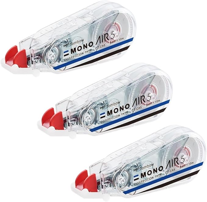 Tombow KPB-325 Pencil Correction Tape 0.2 inch (5 mm) MONO Mono Air (Light Touch, High Adhesion Tape), Single Use Type, 32.8 ft (10 m), 3 Pieces