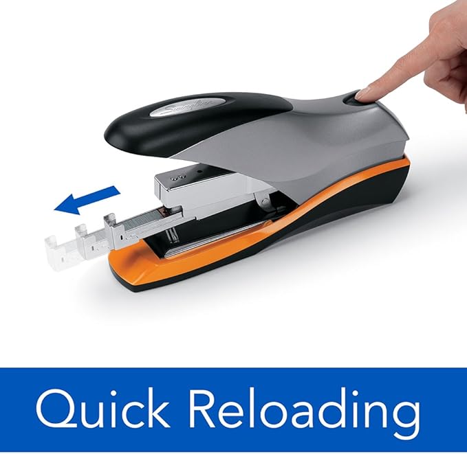 Swingline Stapler, Full Strip, 70 Sheet Capacity, Optima 70, Jam Free, Reduced Effort, Soft Grip, Metal, Silver, Black and Orange (87870)