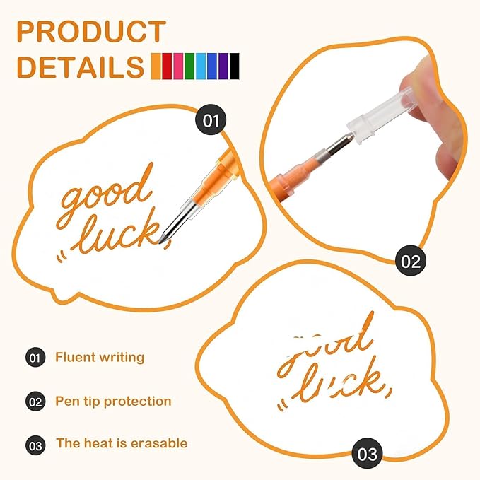 Colorful Erasable Gel Ink Pen Refills Compatible with Frixion Friction, Replaceable Medium Fine Point Clicker Refill Stationery (Millimeters, 0.7, 24Pcs)