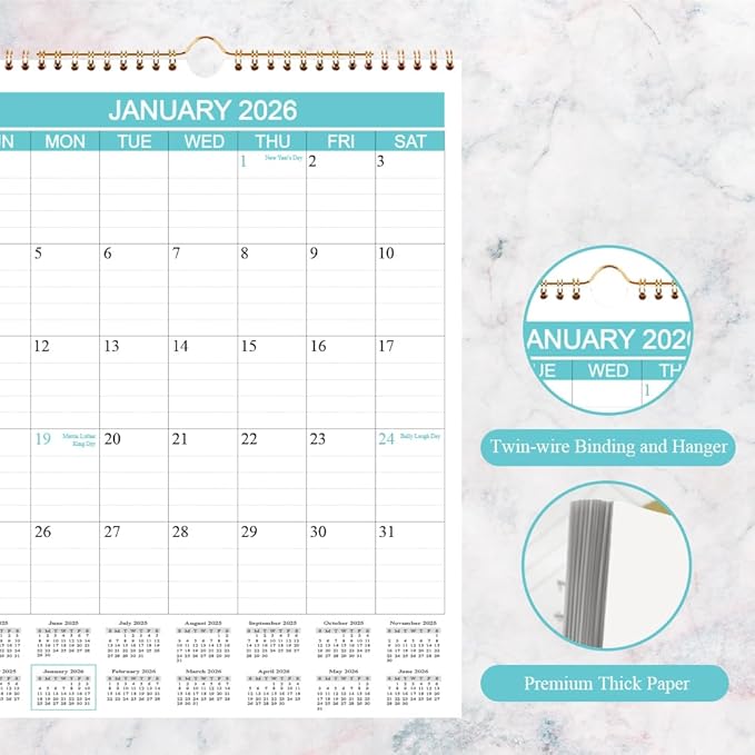 Calendar 2026-2027 - Wall Calendar Runs from Jan 2026 to Jun 2027-18 Monthly Calendar with Thick Paper for Planning and Organizing for Home or Office, Calender Planner, 8.5 x 11 In 2026 27 Calendars