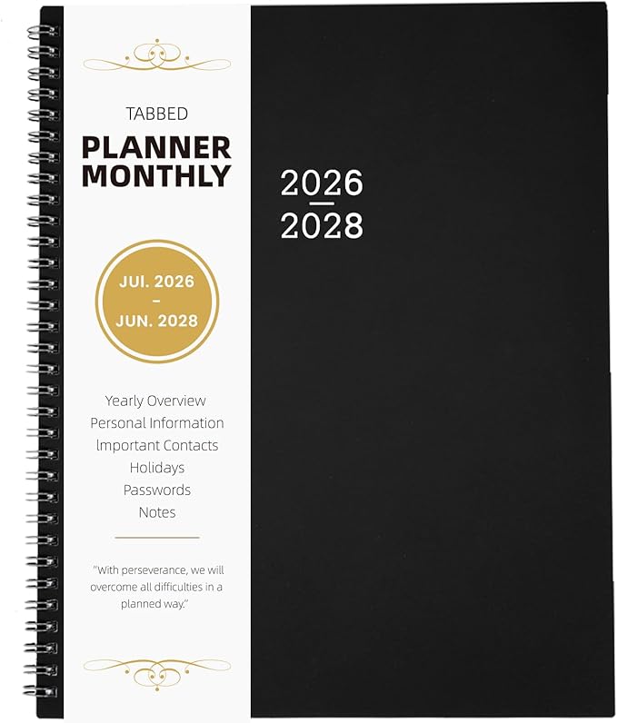 Monthly Planner 2026-2028 - 2026-2028 Monthly Planner, 24 Months, 9'' x 11'', JUL. 2026 - JUN. 2028 with Inner Pocket, Coated Tabs