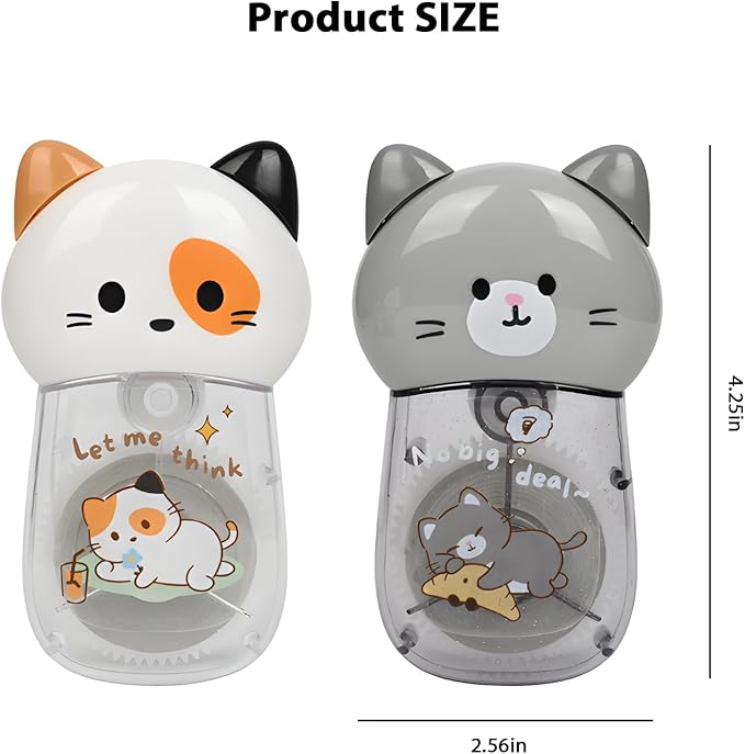 2Pcs Cute Cat White Correction Tape Kawaii Extra-Long Correction Tape – 98ft (30m) Each with Aesthetic Cute Cartoon Cat Applicator for Back To School Office Supplies