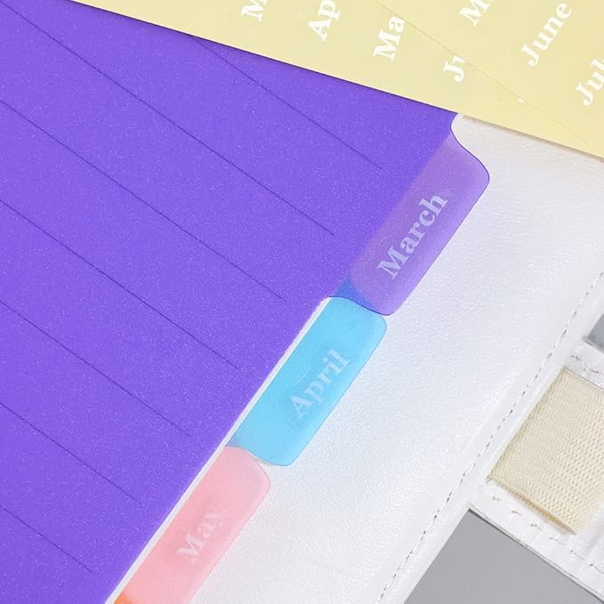Month Planner Stickers - 10 Sheets 480pcs Tab Stickers, Clear Black & White Font Removable Waterproof Vinyl Monthly Cash Envelope Sticker Labels for Finance Planner