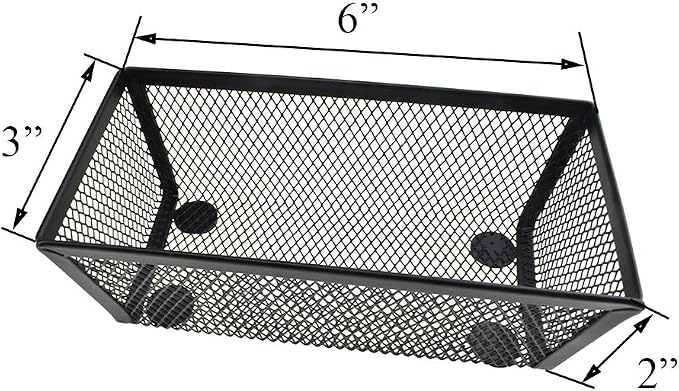 HAHIYO Stackable Mesh Tray Cup 6 x 3 x 2 inches Sturdy Container for Desk Drawer Organizer Collection for Home Office School kitchen Soft Foam Feet No Sharp Edges 2 Pack Black