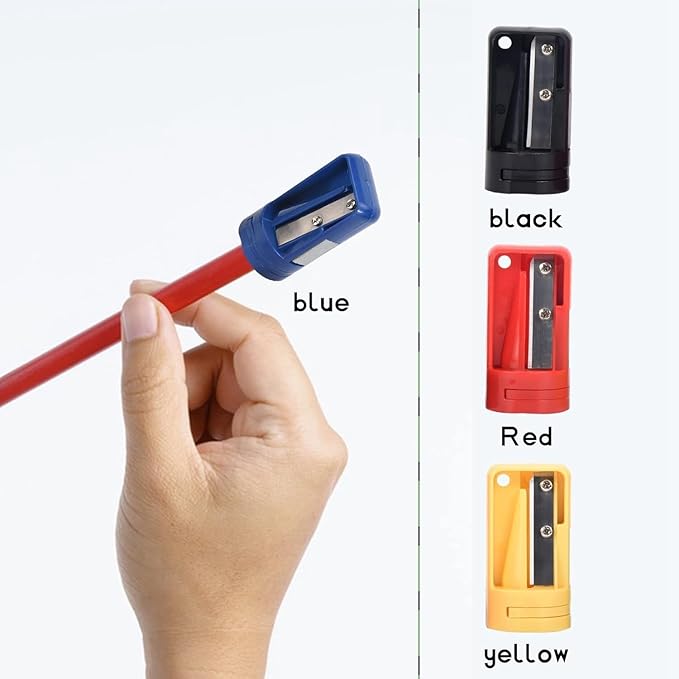 4 Pack Multicolor Carpenter Pencil Sharpener- Manual Pencil Sharpener for Flat Carpenter Pencils, Portable Pencil Sharpening Tool Pencil Sharpeners Writing and Correction Supplies