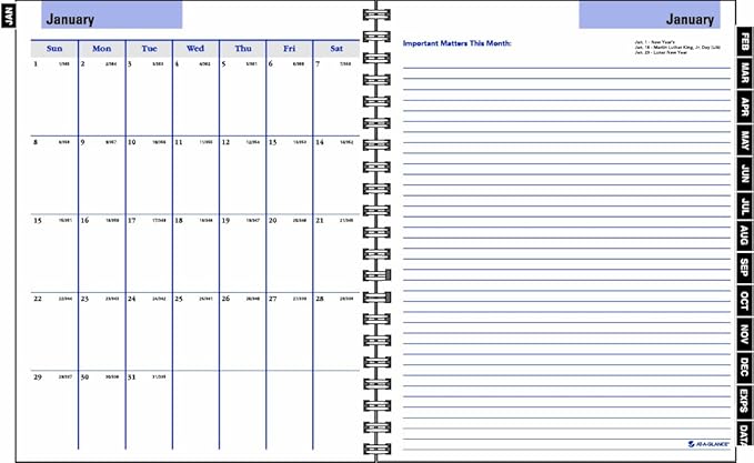 DayMinder Executive Weekly/Monthly Refill, 2019 6 7/8 x 8 3/4, for G545-14 and G545-00