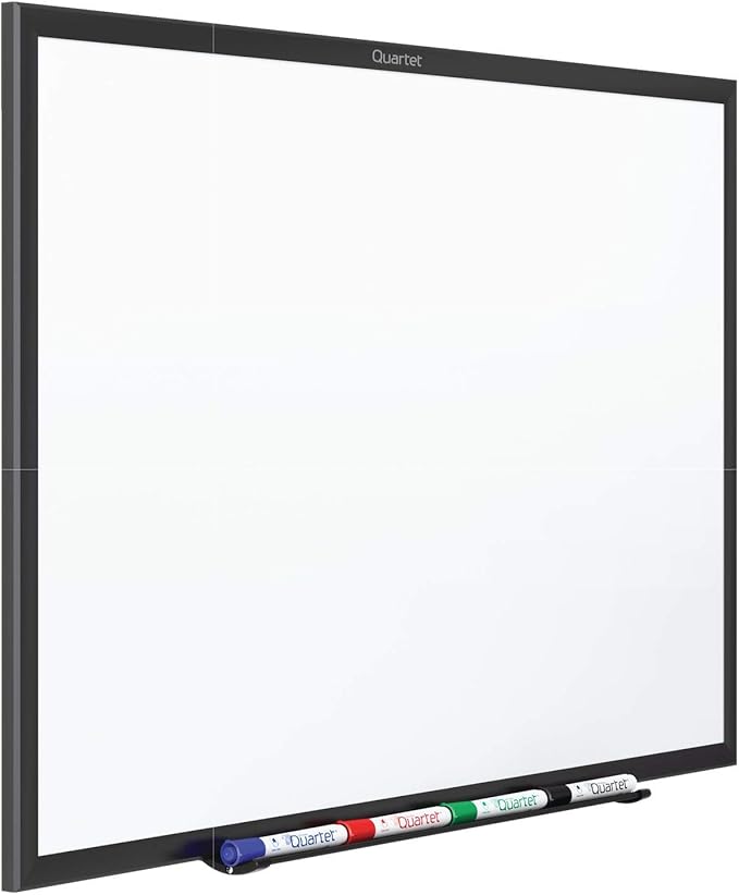 Quartet Dry Erase White Board 96"W x 48"H Non-Magnetic Whiteboard, Total Erase, Black Aluminum Frame (S538B)
