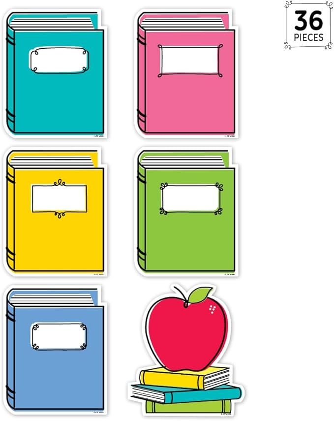 CTP Core Decor Doodle Books 6" Designer Cut-Outs Top Classroom Decorating Accents (Creative Teaching Press 10930)