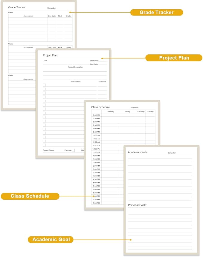 Academic Planner for 2026-2027 or Anytime – 5.8" x 8.5" Undated Weekly Student Planner For Homeschool, High School, College & Nursing Students, 200 Pages, Beige